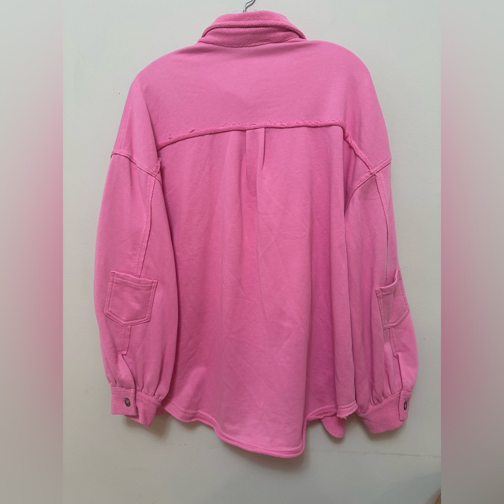 Pink Oversized Button Down Shacket Jacket Pol Siz… - image 7